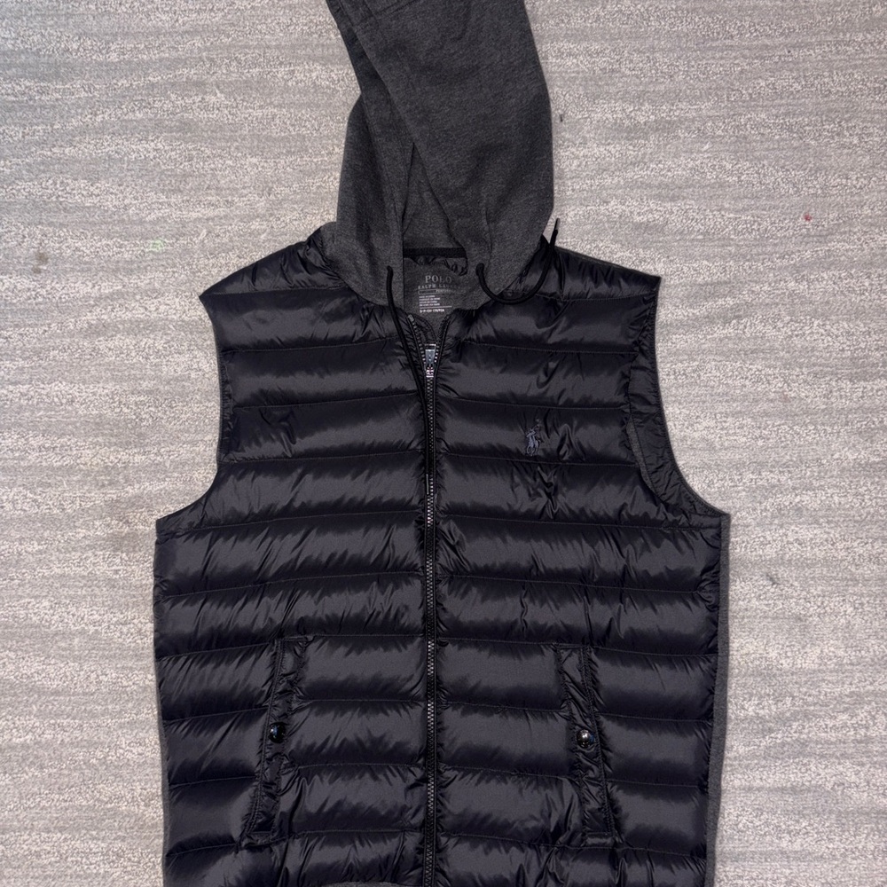 Polo by Ralph Lauren Gray and Black Hooded Vest